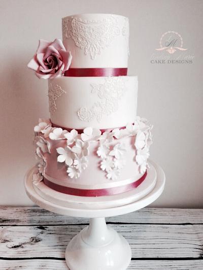 Pink Floral Lace Cake - Cake by Lindsay Marie Cake Designs