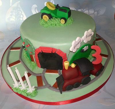 Train & tractor cake - Cake by That Cake Lady