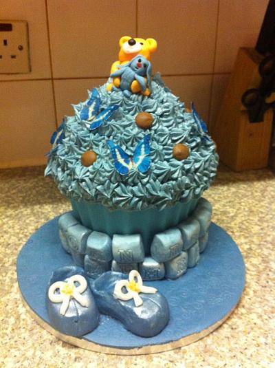 Giant cupcake - christening boy - Cake by Cupcake Cottage - Rachel