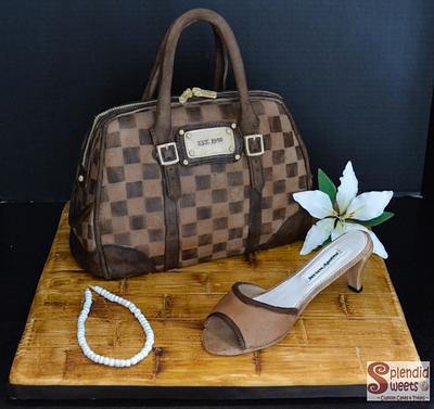 LV Purse Cake & Sugar Shoe - Cake by Splendid Sweets