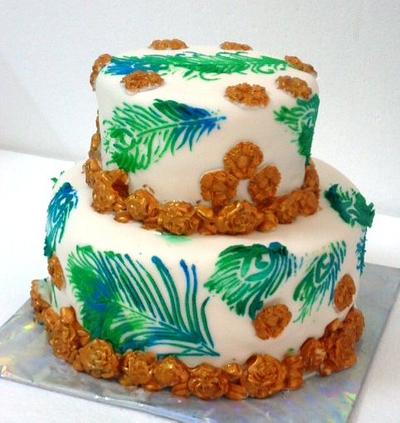 Peacock feather theme cake - Cake by Prachi Dhabaldeb