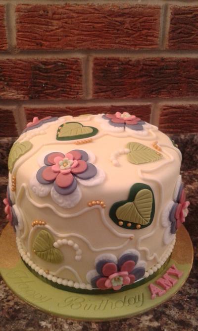 Rainbow embroidery inspired cake - Cake by Karen's Kakery