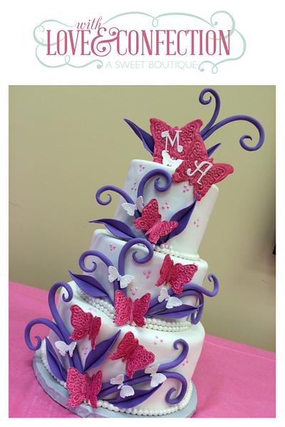 Butterflies for a Baby Shower - Cake by Veronica Arthur | The Butterfly Bakeress 