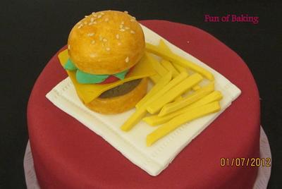 A birthday with burger and fries! - Cake by zille
