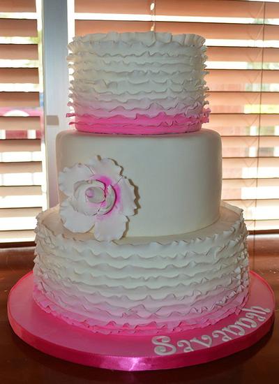 Pink Ombre Ruffle Cake - Cake by The SweetBerry