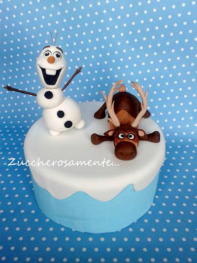 Gumpaste Olaf and Sven topper! - Cake by Silvia Tartari