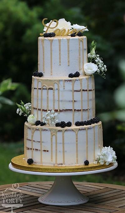 semi naked wedding cake :  - Cake by Lucya 
