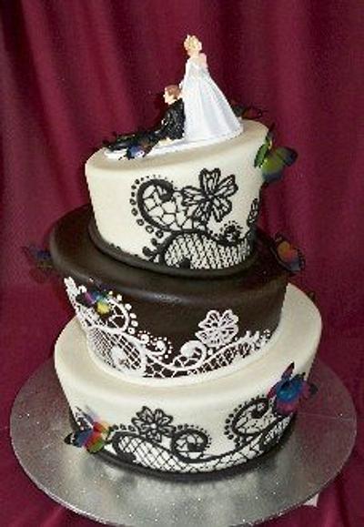black and white topsy turvey - Cake by elisabethscakes