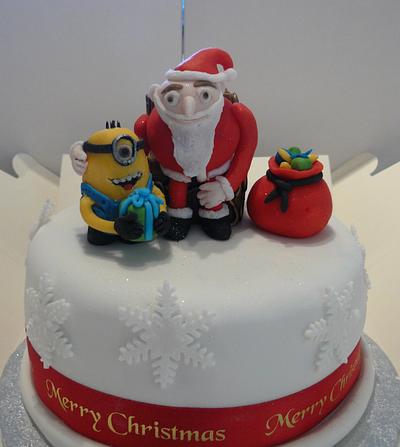 Santa Gru with minion cake  - Cake by Krazy Kupcakes 