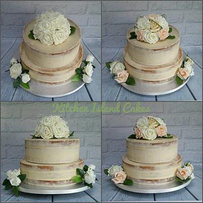 Semi-naked wedding cake - Cake by Kitchen Island Cakes