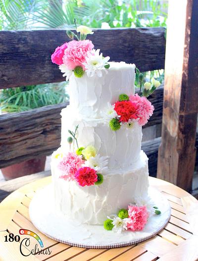 Buttercream Floral Wedding Cake - Cake by Joonie Tan