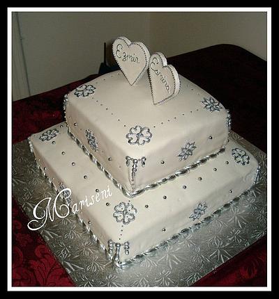 Silver & White Engagement Cake - Cake by Slice of Sweet Art