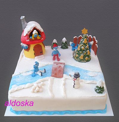 Smurfs Christmas :-) - Cake by Alena