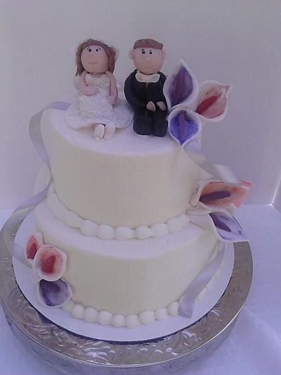 Calla Lily Wedding Cake with Sculpted Bride & Groom - Cake by K Blake Jordan