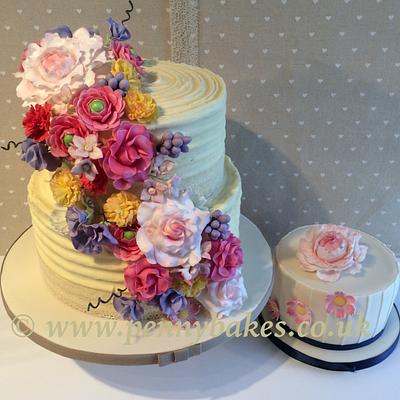 Sugar flowers cascade, wedding cake - Cake by Popsue