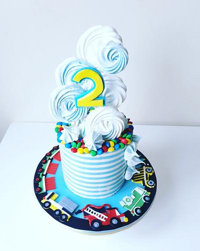 Striped cream cake, car stand - Cake by Anastasia Krylova