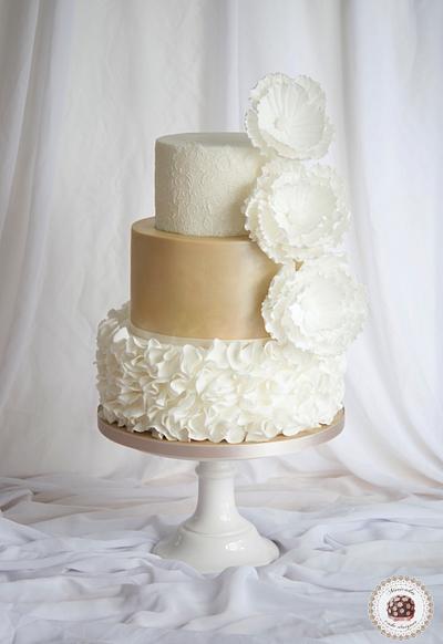 Lace & Ruffle Wedding Cake by Mericakes - Cake by Mericakes