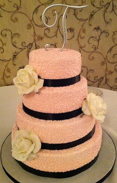 Pink & Black Wedding - Cake by TastyMemoriesCakes