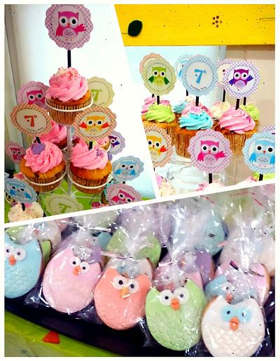 owl cupcakes&cookies - Cake by nadiramaricar