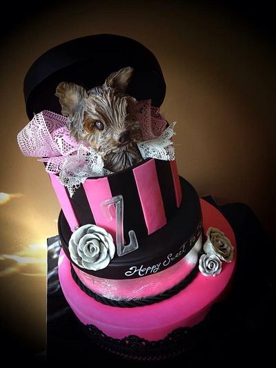Yorkie Hat Box - Cake by The Sweet Duchess 