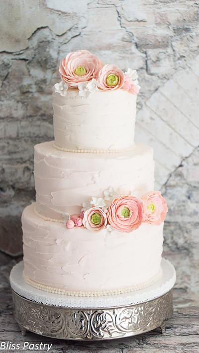 Rustic Blush Wedding Cake - Cake by Bliss Pastry