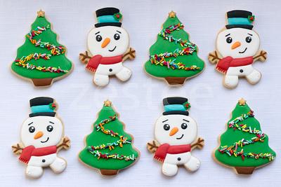 Snowmen & Christmas Tree cookies - Cake by Rachel