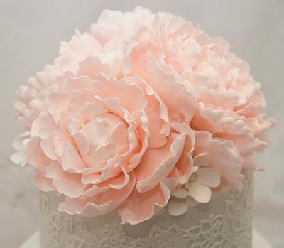 Gumpaste peony flowers - Cake by Koulas Cake Creations