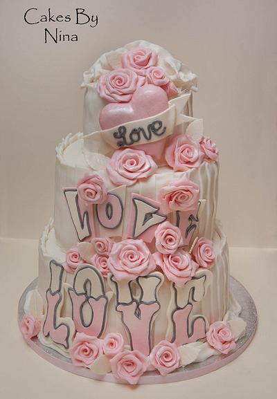 The Love Wedding Cake - Cake by Cakes by Nina Camberley