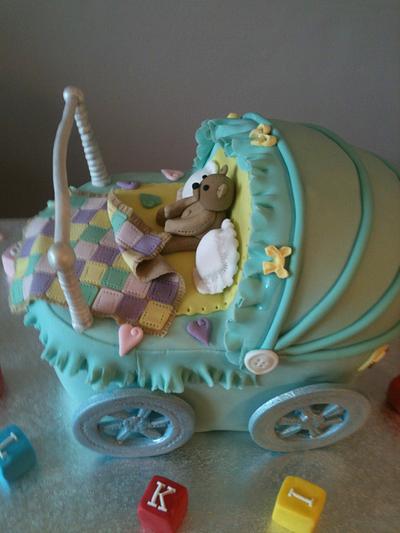 Pram Baby shower cake. - Cake by lovemuffins by clair