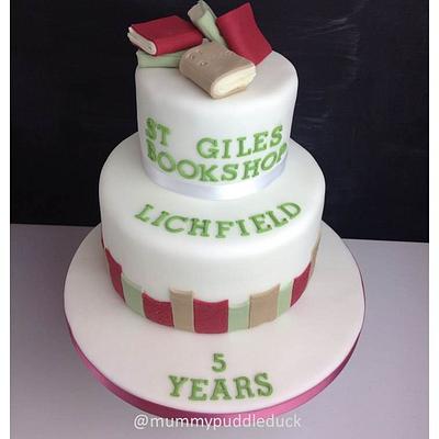 Book cake - 5th anniversary of St Giles Bookshop Lichfield  - Cake by Mummypuddleduck