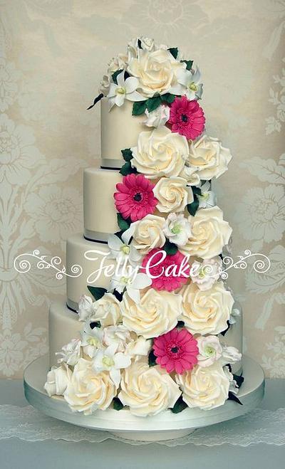 Floral Cascade Wedding Cake - Cake by JellyCake - Trudy Mitchell