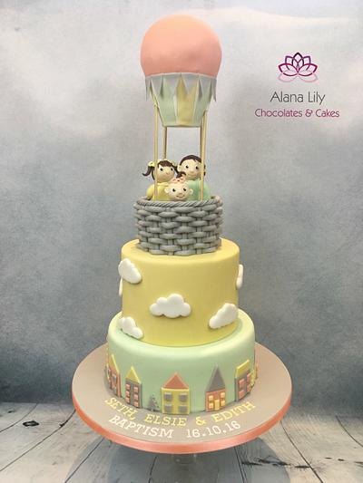 Hot air balloon christening cake - Cake by Alana Lily Chocolates & Cakes