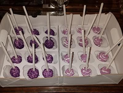 Lavender and white cake pops. - Cake by Tanisha James