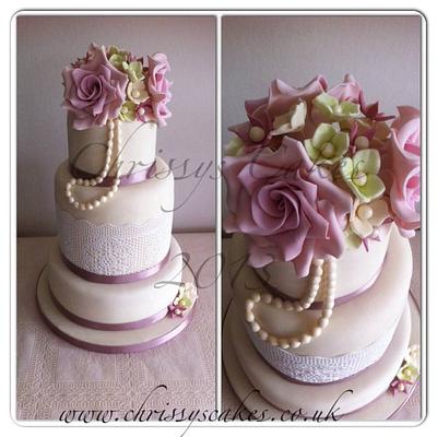 Rose & Lace Wedding - Cake by Chrissy Faulds
