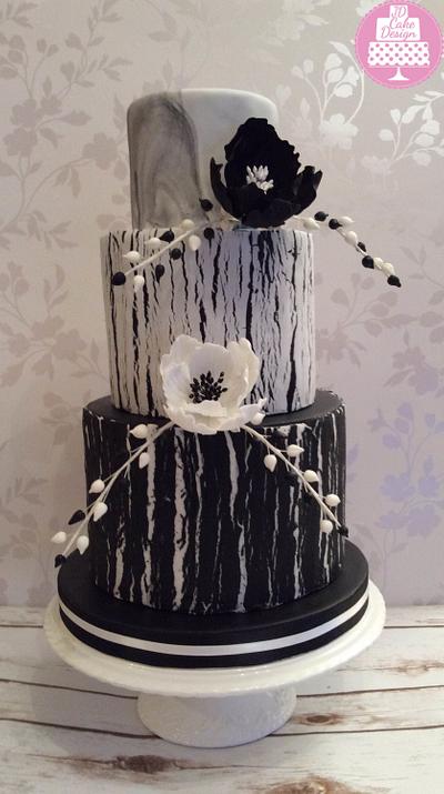 Black and white cracked sugarpaste cake - Cake by Jdcakedesign