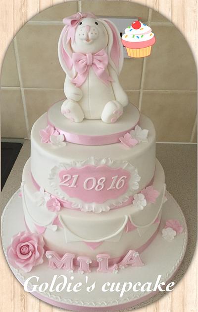 Bunny christening cake  - Cake by Goldie's Celebration Cakes