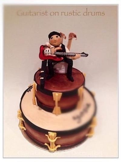 Guitarist on rustic drum - Cake by Chanatasweets