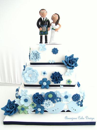 Blue toned Vintage Wedding Cake - Cake by aimeejane