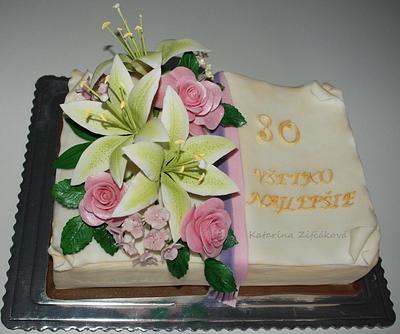 book with sugar flowers - Cake by katarina139
