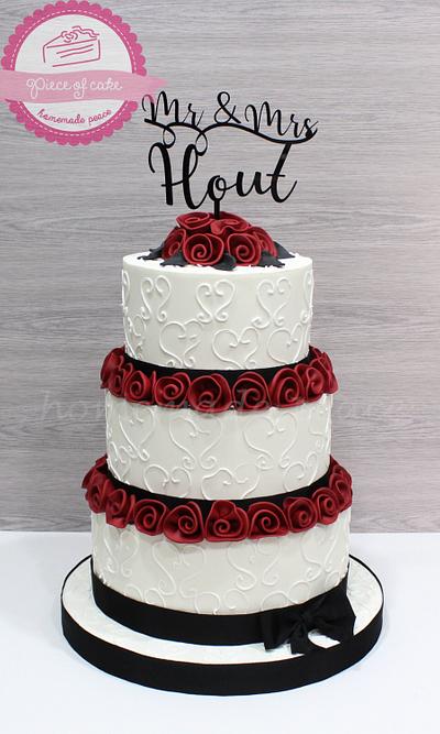 Deep red rose wedding cake - Cake by Piece of Cake-homemade peace