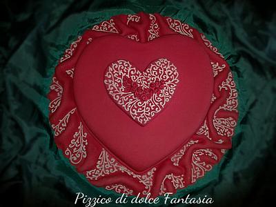 Cake romantic red heart - Cake by Vanessa Consoli Pizzico di dolce Fantasia