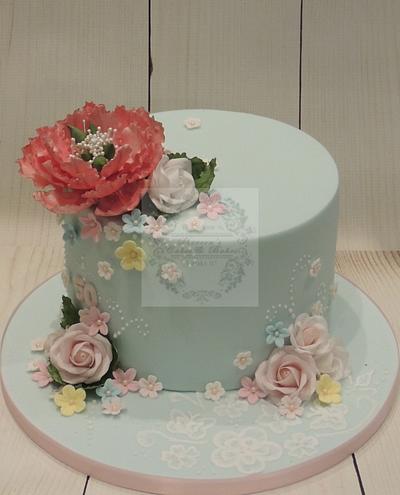 Peony & Roses - Cake by Shereen