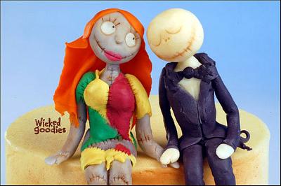 Jack Skellington and Sally Ragdoll Wedding Cake Topper - Cake by Wicked Goodies