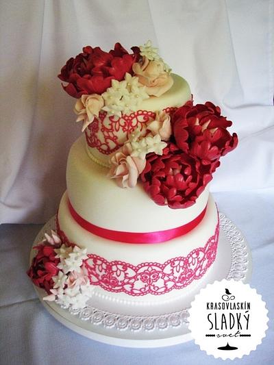 Wedding cake with peonies - Cake by cakesbykrasovlaska