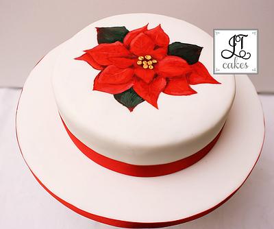 Poinsettia painted cake - Cake by JT Cakes