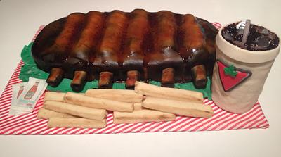 Rack of Ribs with Fries and Pop.. - Cake by Lilissweets