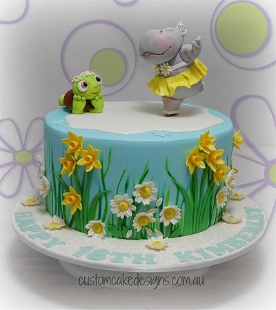 Ice Skating Hippo Birthday Cake - Cake by Custom Cake Designs
