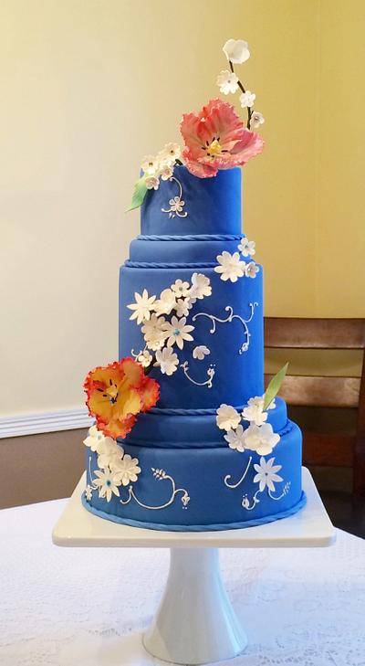The blue cake inspired by  William Morris (Medway) design - Cake by the cake outfitter