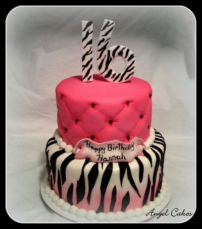 Zebra stripes and hot pink sweet 16 cake - Cake by Angel Rushing