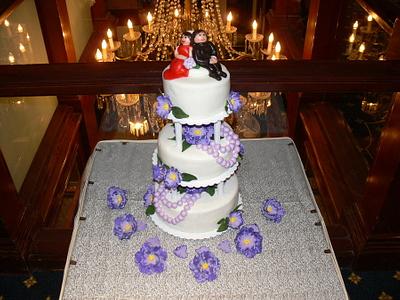 Wedding Cake - fantasy flowers and pearls - Cake by Dessert By Design (Krystle)